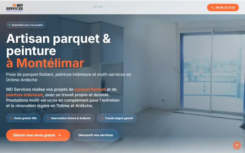 Création site vitrine – Artisan parquet & peinture à Montélimar